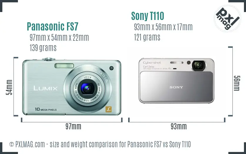 Panasonic FS7 vs Sony T110 size comparison