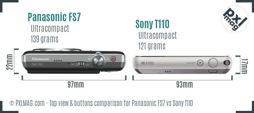 Panasonic FS7 vs Sony T110 top view buttons comparison