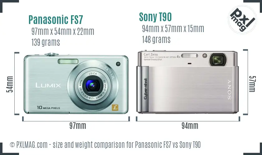 Panasonic FS7 vs Sony T90 size comparison