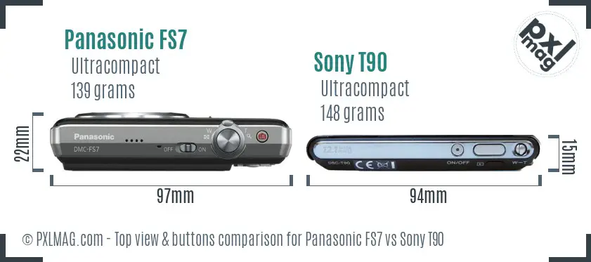 Panasonic FS7 vs Sony T90 top view buttons comparison