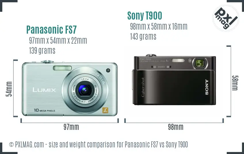 Panasonic FS7 vs Sony T900 size comparison