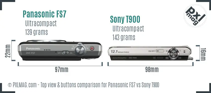 Panasonic FS7 vs Sony T900 top view buttons comparison