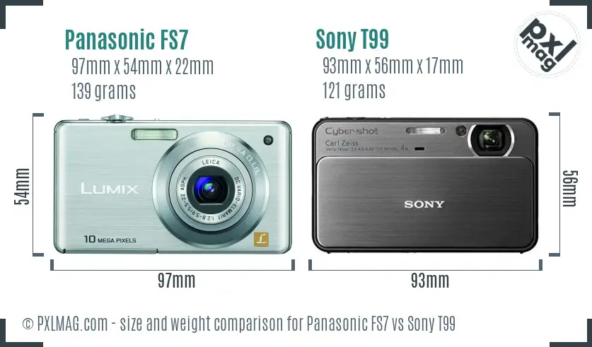 Panasonic FS7 vs Sony T99 size comparison Panasonic FS7 vs Sony T99 size comparison