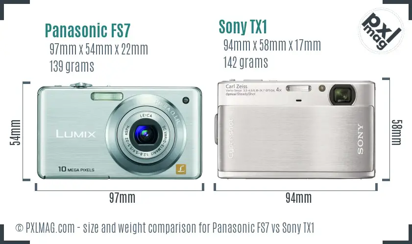 Panasonic FS7 vs Sony TX1 size comparison