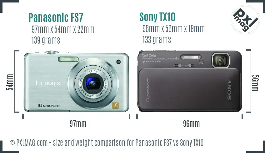 Panasonic FS7 vs Sony TX10 size comparison