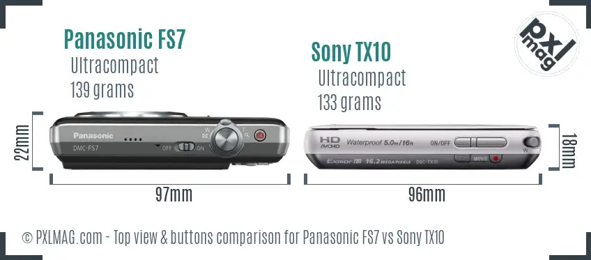 Panasonic FS7 vs Sony TX10 top view buttons comparison