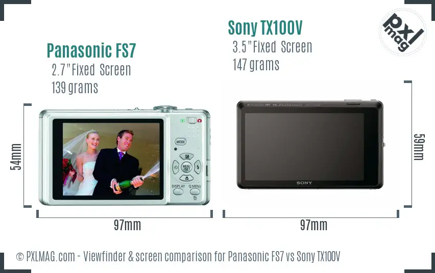 Panasonic FS7 vs Sony TX100V Screen and Viewfinder comparison
