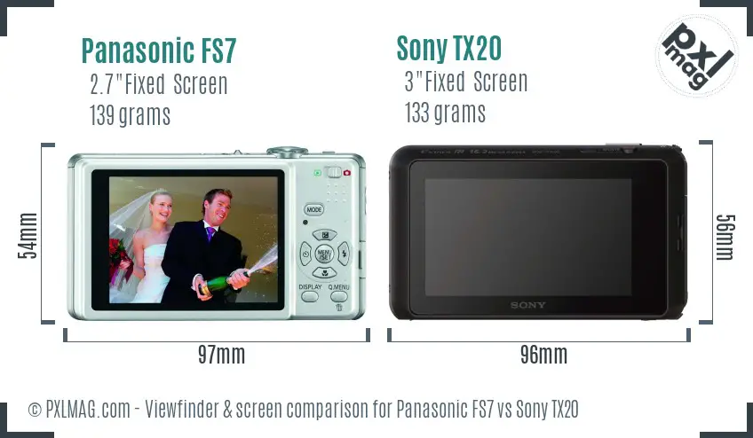 Panasonic FS7 vs Sony TX20 Screen and Viewfinder comparison