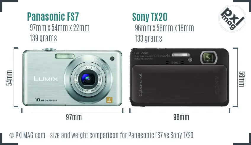 Panasonic FS7 vs Sony TX20 size comparison