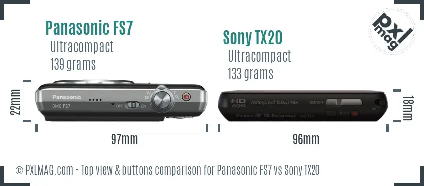Panasonic FS7 vs Sony TX20 top view buttons comparison