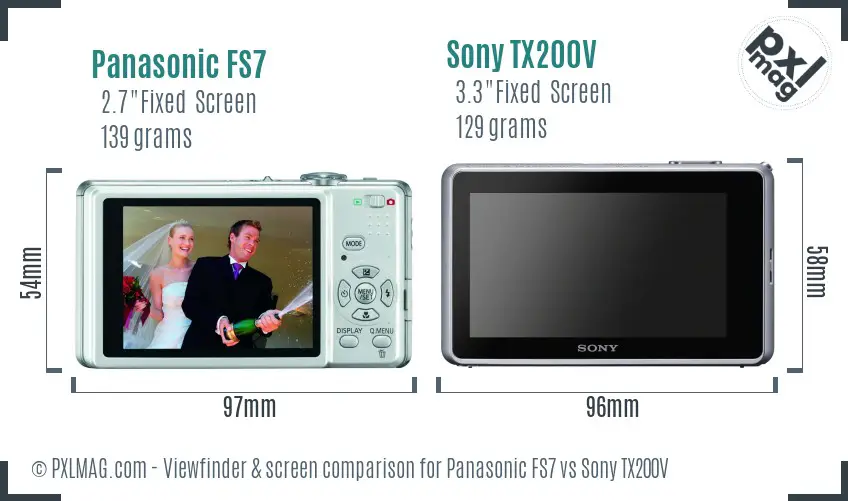 Panasonic FS7 vs Sony TX200V Screen and Viewfinder comparison
