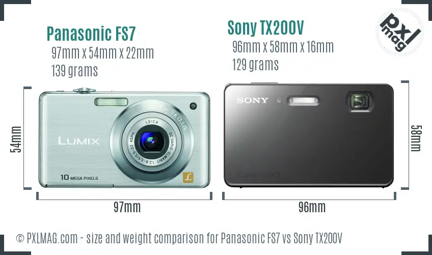 Panasonic FS7 vs Sony TX200V size comparison