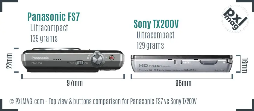 Panasonic FS7 vs Sony TX200V top view buttons comparison