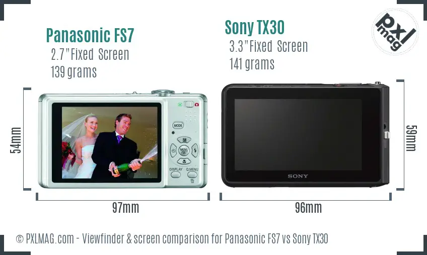 Panasonic FS7 vs Sony TX30 Screen and Viewfinder comparison