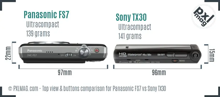 Panasonic FS7 vs Sony TX30 top view buttons comparison
