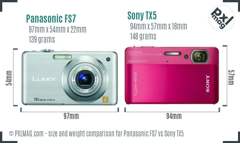 Panasonic FS7 vs Sony TX5 size comparison
