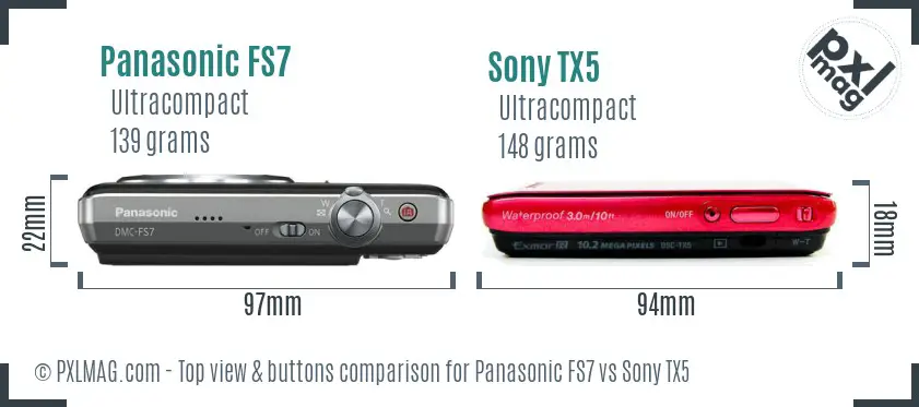 Panasonic FS7 vs Sony TX5 top view buttons comparison