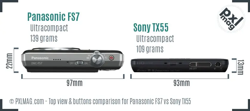 Panasonic FS7 vs Sony TX55 top view buttons comparison