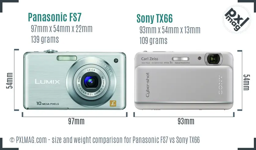 Panasonic FS7 vs Sony TX66 size comparison