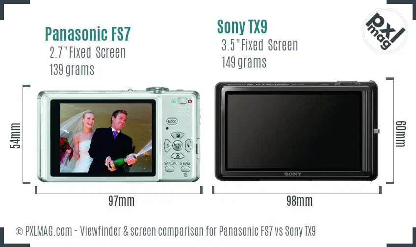 Panasonic FS7 vs Sony TX9 Screen and Viewfinder comparison