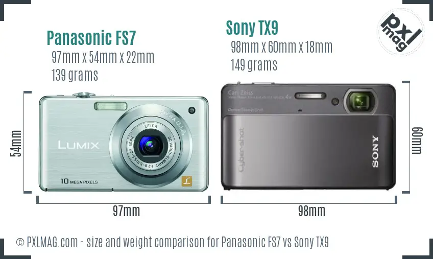 Panasonic FS7 vs Sony TX9 size comparison