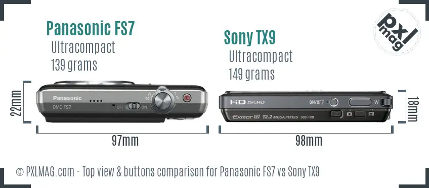 Panasonic FS7 vs Sony TX9 top view buttons comparison