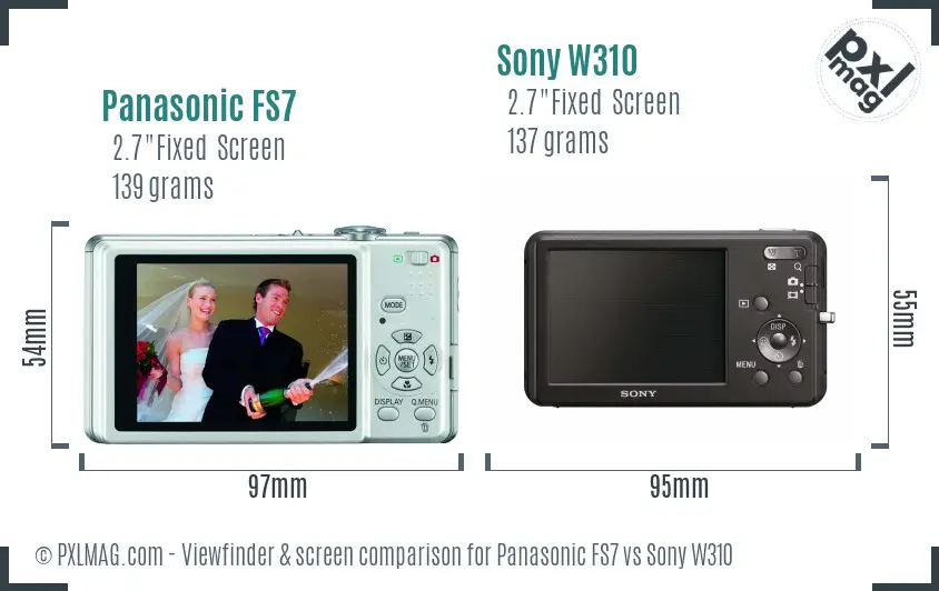 Panasonic FS7 vs Sony W310 Screen and Viewfinder comparison