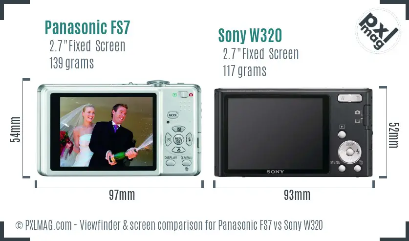 Panasonic FS7 vs Sony W320 Screen and Viewfinder comparison