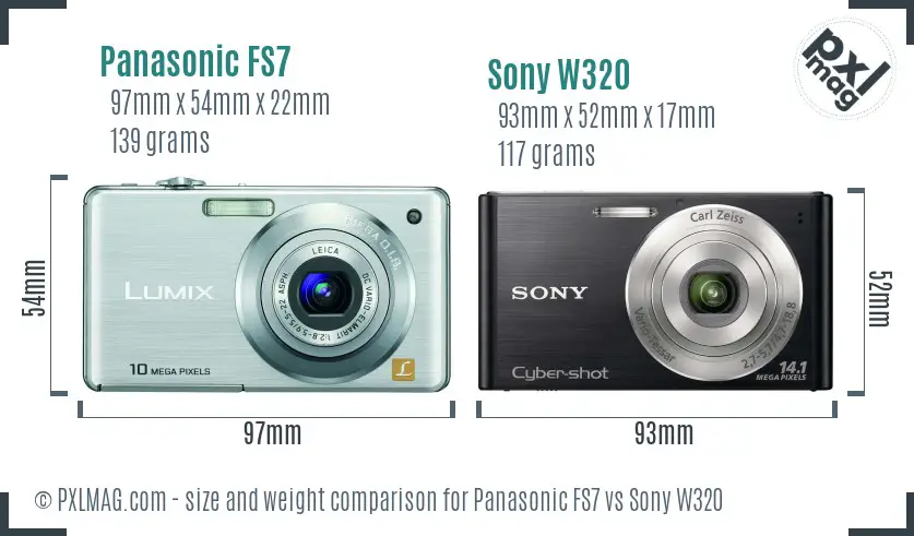 Panasonic FS7 vs Sony W320 size comparison