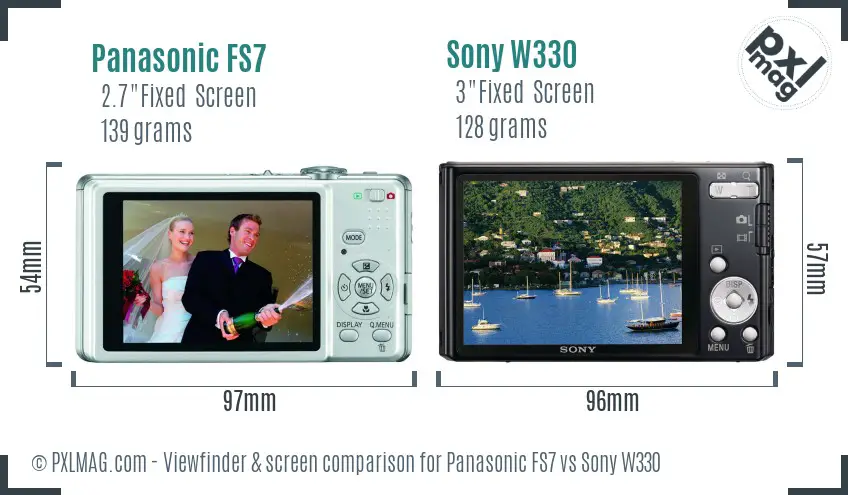 Panasonic FS7 vs Sony W330 Screen and Viewfinder comparison