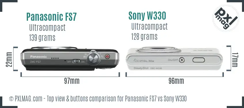 Panasonic FS7 vs Sony W330 top view buttons comparison