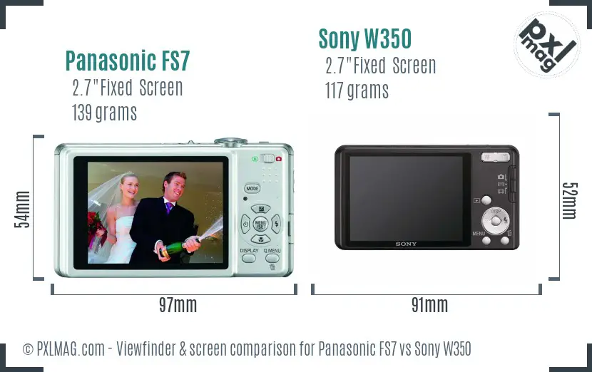 Panasonic FS7 vs Sony W350 Screen and Viewfinder comparison