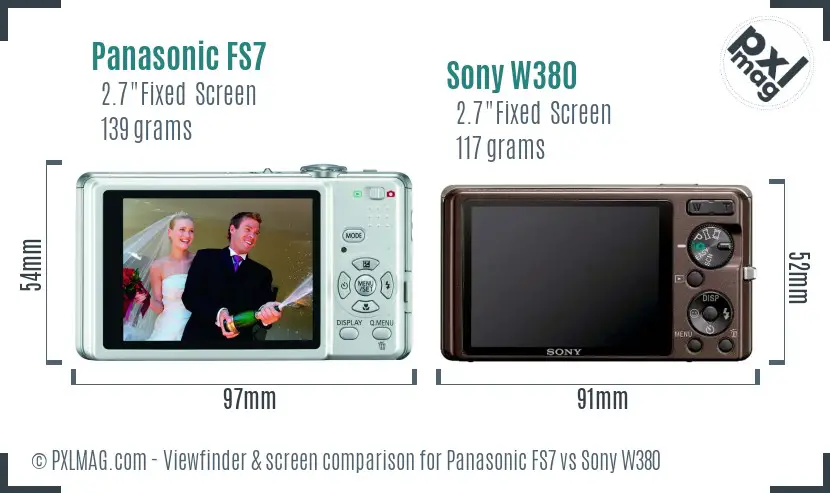 Panasonic FS7 vs Sony W380 Screen and Viewfinder comparison