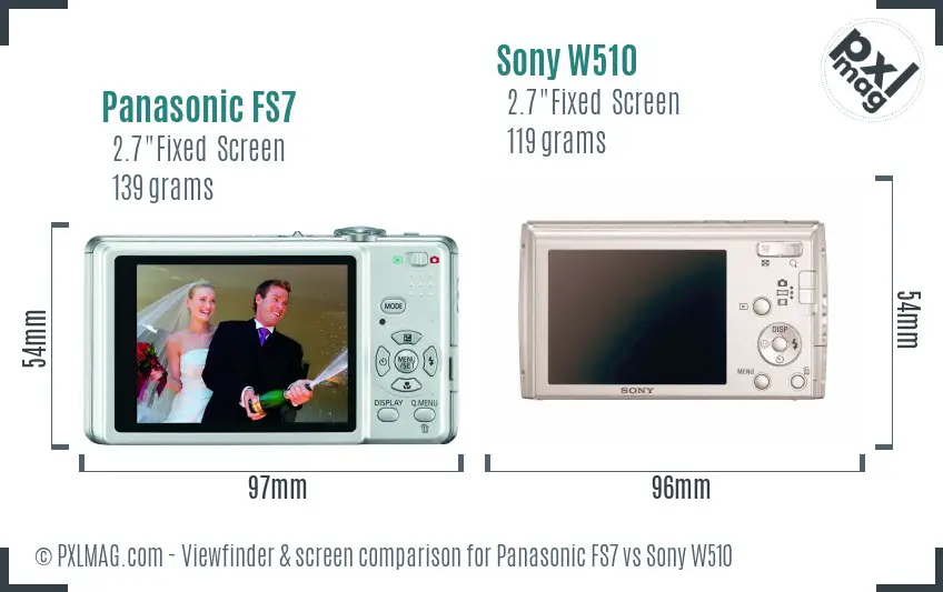 Panasonic FS7 vs Sony W510 Screen and Viewfinder comparison