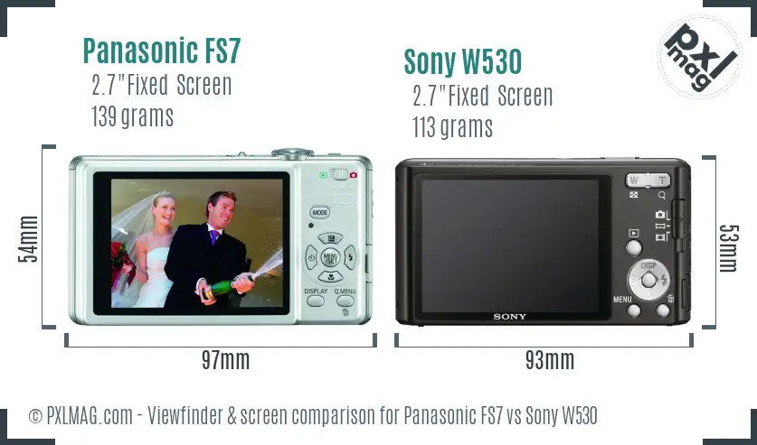 Panasonic FS7 vs Sony W530 Screen and Viewfinder comparison