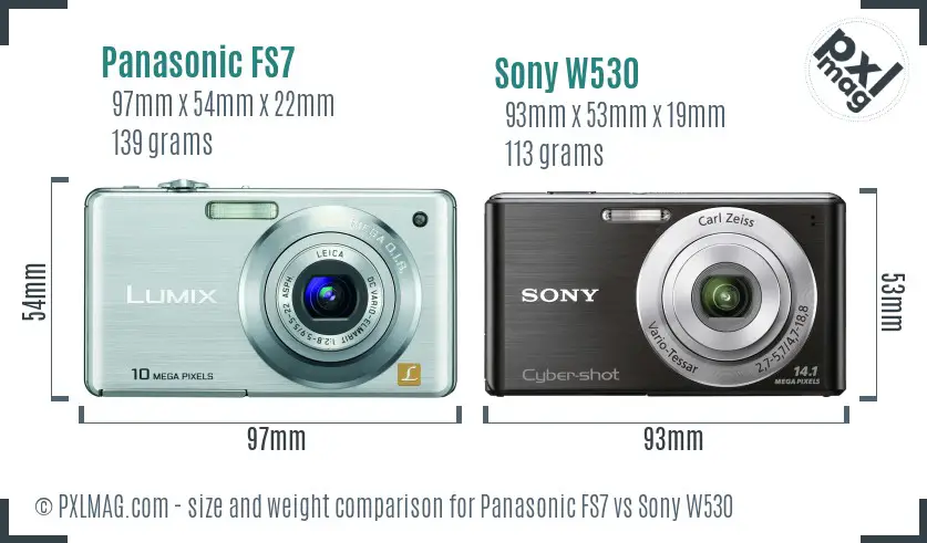 Panasonic FS7 vs Sony W530 size comparison