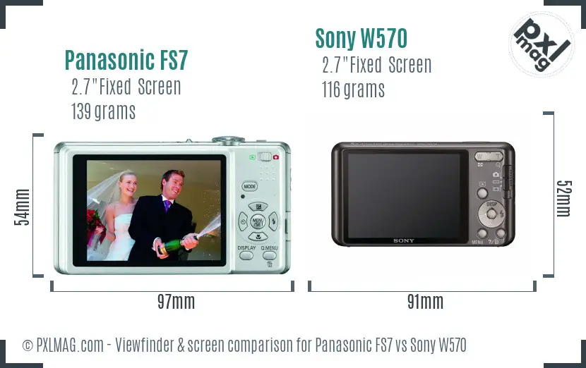 Panasonic FS7 vs Sony W570 Screen and Viewfinder comparison