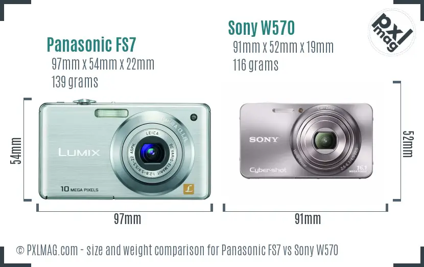 Panasonic FS7 vs Sony W570 size comparison