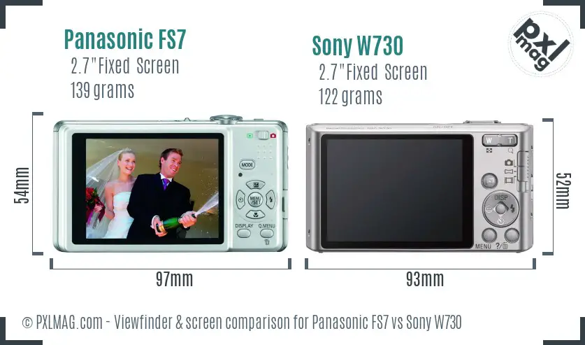 Panasonic FS7 vs Sony W730 Screen and Viewfinder comparison