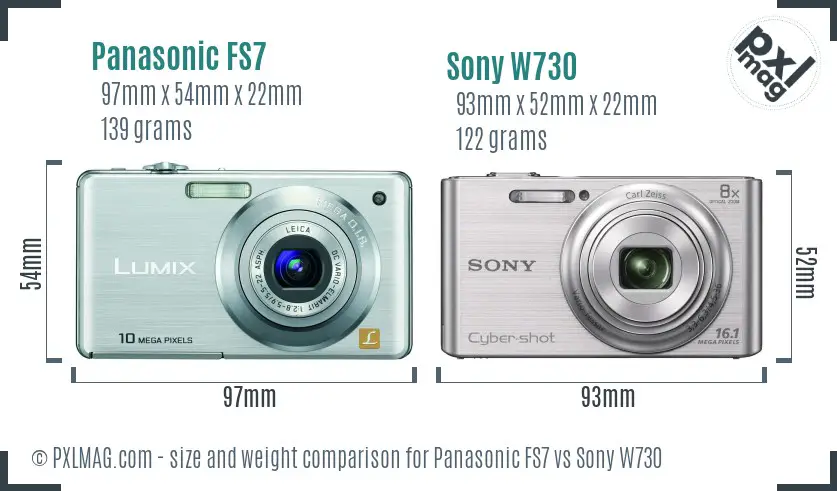 Panasonic FS7 vs Sony W730 size comparison