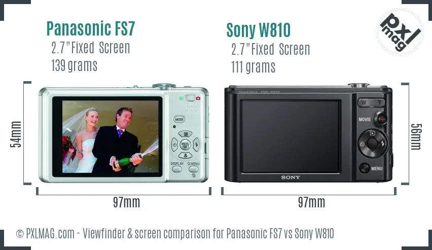 Panasonic FS7 vs Sony W810 Screen and Viewfinder comparison