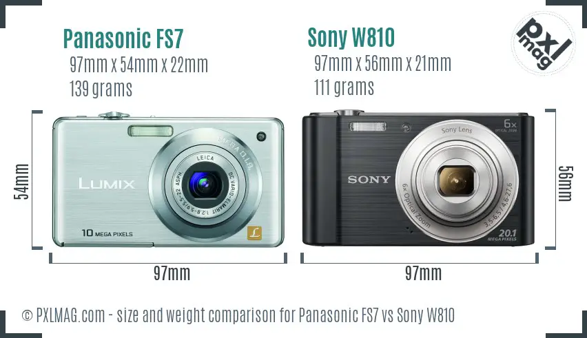 Panasonic FS7 vs Sony W810 size comparison