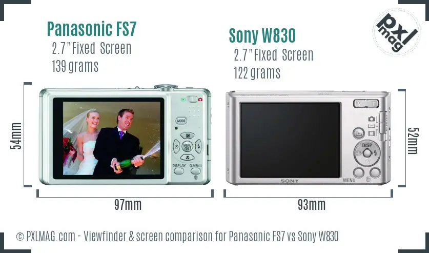 Panasonic FS7 vs Sony W830 Screen and Viewfinder comparison