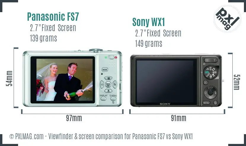 Panasonic FS7 vs Sony WX1 Screen and Viewfinder comparison