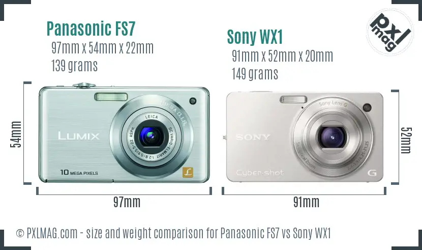 Panasonic FS7 vs Sony WX1 size comparison