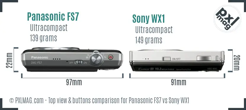 Panasonic FS7 vs Sony WX1 top view buttons comparison