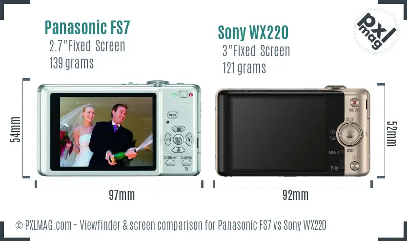 Panasonic FS7 vs Sony WX220 Screen and Viewfinder comparison