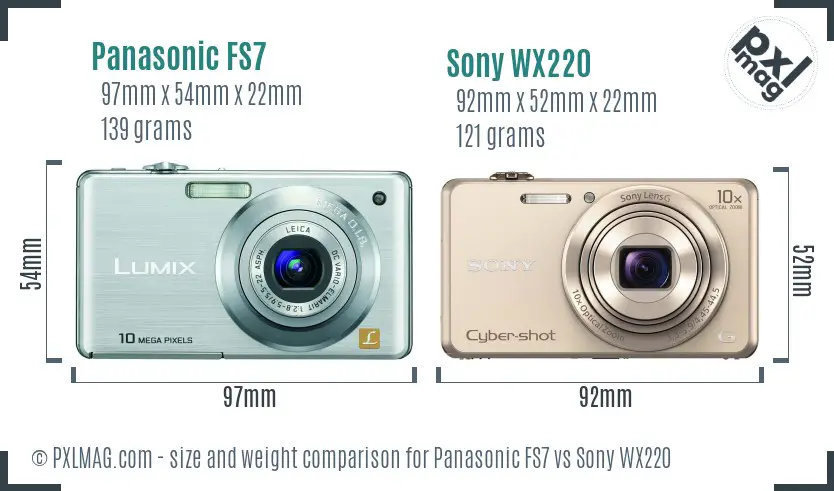 Panasonic FS7 vs Sony WX220 size comparison