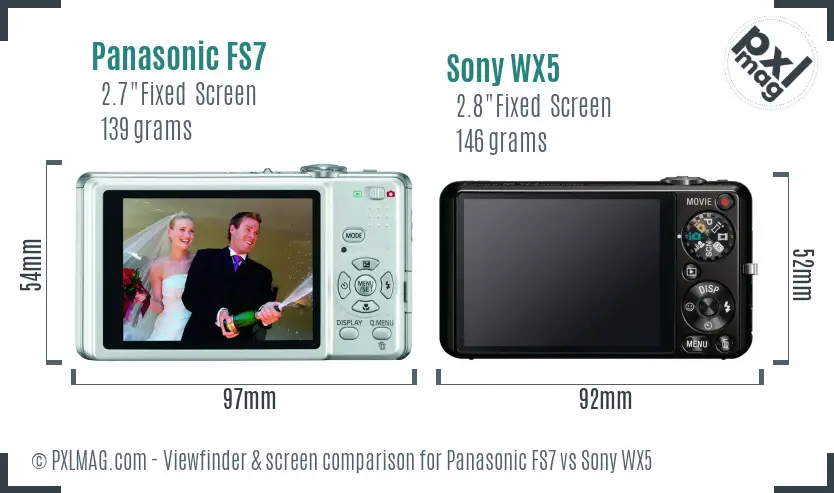 Panasonic FS7 vs Sony WX5 Screen and Viewfinder comparison Panasonic FS7 vs Sony WX5 Screen and Viewfinder comparison