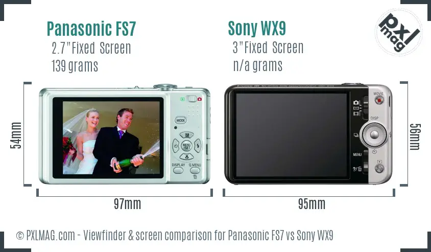 Panasonic FS7 vs Sony WX9 Screen and Viewfinder comparison